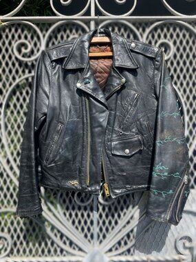 1950s Leather Motorcycle Jacket Unisex Small